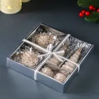 Набор свечей &laquo;Ёлочки и шишки&raquo;, 6 шт., 18.5&times;18.5&times;3.5 см