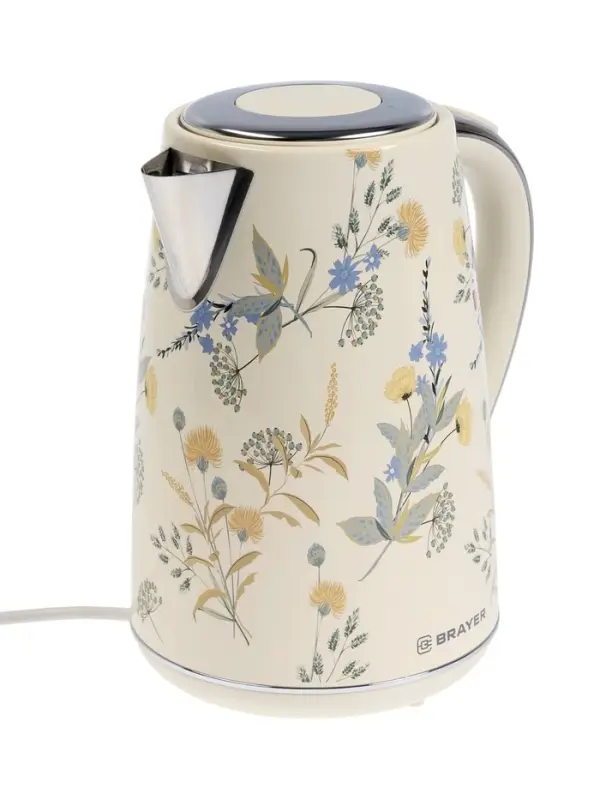 Чайник BRAYER 1083BR-YE, электрический, 2200Вт, 1.7л, нерж.сталь. автоотключение