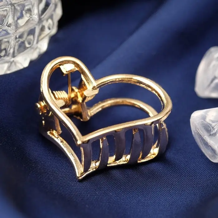 Крабик для волос «Маргарита», сердце, 2.5 см, золото