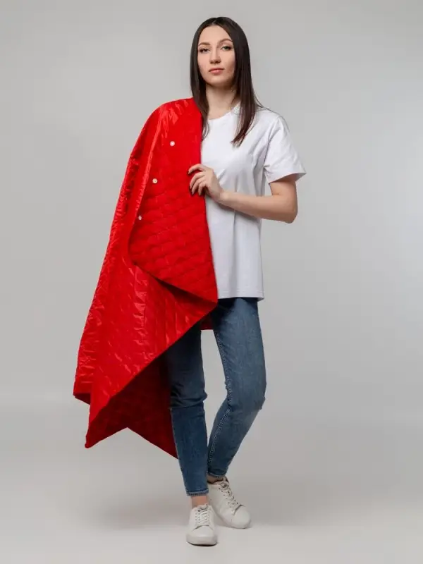 Плед-пончо для пикника SnapCoat, красный Плед-пончо для пикника SnapCoat, красный