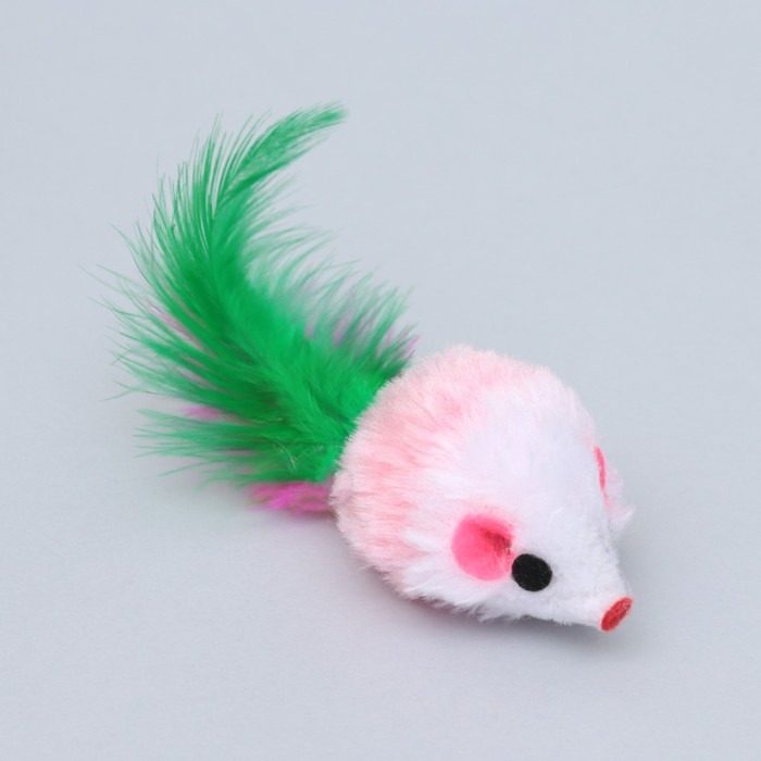 Игрушка для кошек  Игрушка для кошек "Малая мышь" с перьями, 5 см, фасовка 50 шт