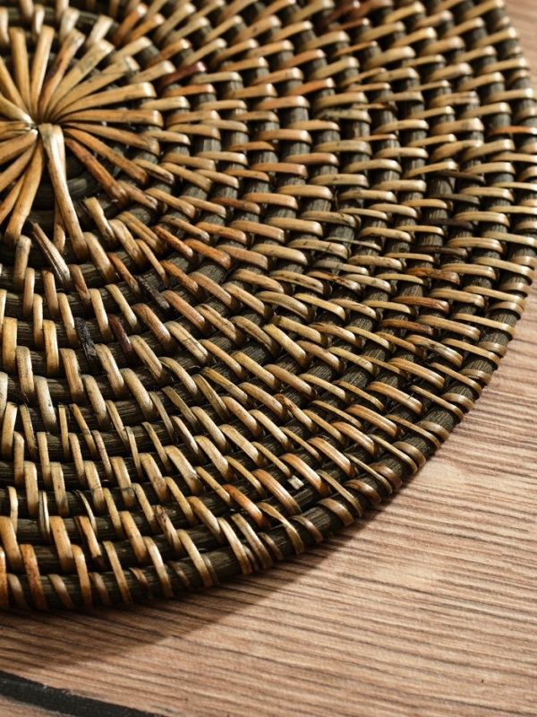 Коврик сервировочный плетеный круглый ротанг, 20х20х0,5 см