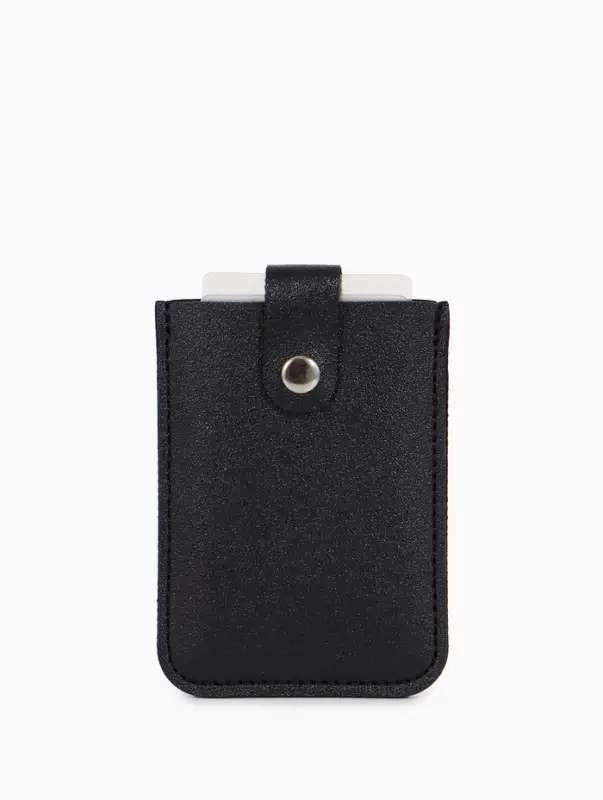 Картхолдер на кнопке, 5 карт, однотонный, чёрный