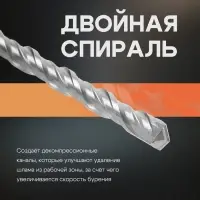 Бур по бетону ТУНДРА, двойная спираль, SDS-plus, 6&times;210 мм