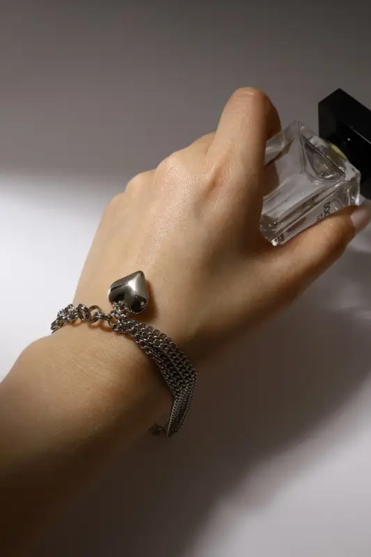 Браслет цепочка с подвеской &laquo;Объёмное сердце&raquo;, L=18 см, металл, цвет серебро