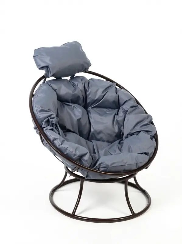 Кресло садовое &laquo;Папасан мини&raquo;, 77&times;81&times;68 см, коричневое, с серой подушкой