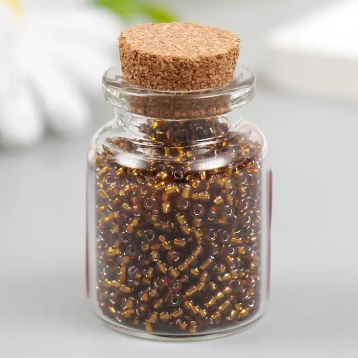 Бисер круглый 12/0 в бутылочке  Бисер круглый 12/0 в бутылочке "Золотисто-коричневый" прозрачно-цветной 20 гр