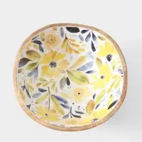Салатник &laquo;Желтые и синие цветы&raquo;, 29&times;29&times;11 см, дерево манго