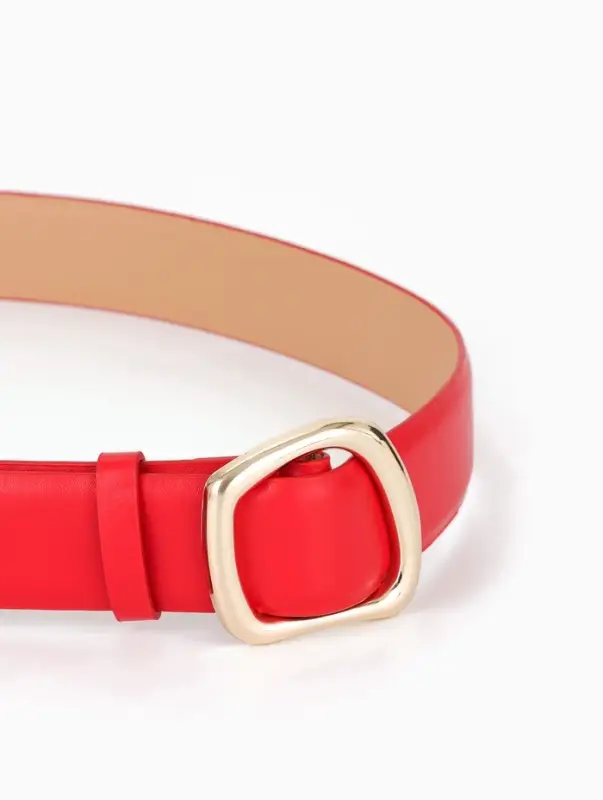 Ремень женский, затяжка, без винта, 4&times;110 см, пряжка золотистая, красный