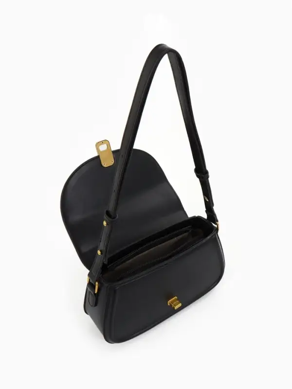 Сумка женская мессенджер TEXTURA на клапане, 23&times;6&times;13 см, чёрная