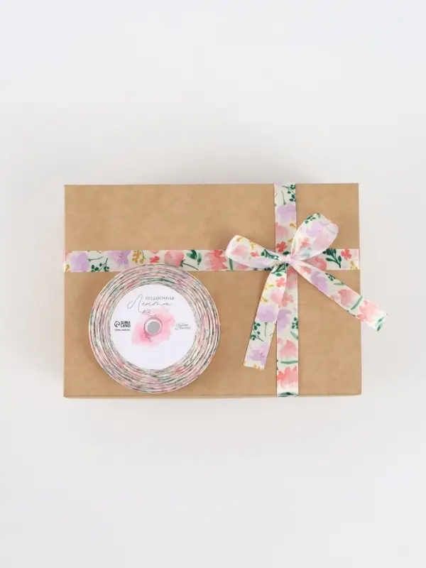 Лента атласная &laquo;Нежные пионы&raquo;, 1.5&times;22.5 (&plusmn; 1) м, разноцветная