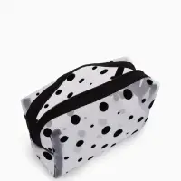 Косметичка женская DOT, с рисунком, сетка, на молнии, белая