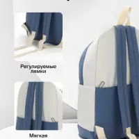 Рюкзак школьный на молнии, с карманами, с рисунком, размер 30&times;14&times;43 см, синий