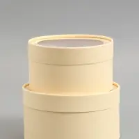 Набор подарочных коробок 2 в 1 круглых,  сливочная, с окном, 21 х 11 - 18 х 10 см