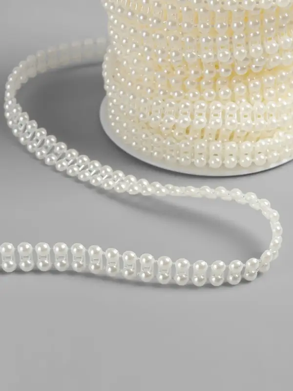 Жемчуг на нитях, плоский, 7 мм, 9&plusmn;1 м, цвет молочный