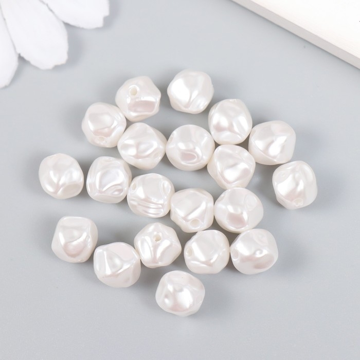 Бусины для творчества пластик "Бусина жемчуг неправильной формы" набор 20 шт 0,8х0,8х0,8 см