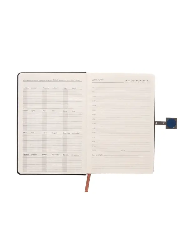 Ежедневник недатированный формат А5, с хлястиком, 96л, линия, пвх, Черный