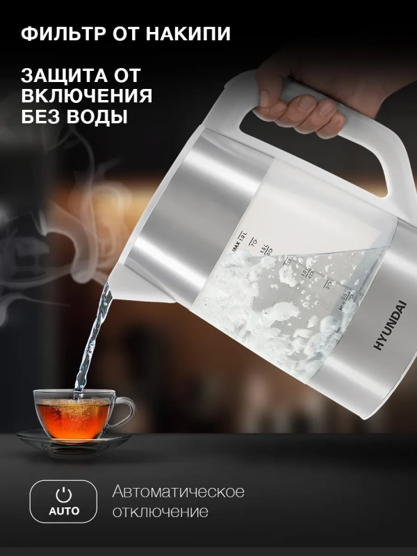 Чайник HYK-P4025 1,9л 2200Вт белый (пластик)