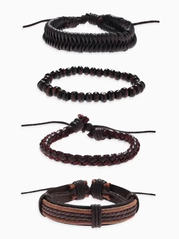 Набор браслетов &laquo;Фита&raquo;, 4 шт. кожа, коричневый, d=7.5 см