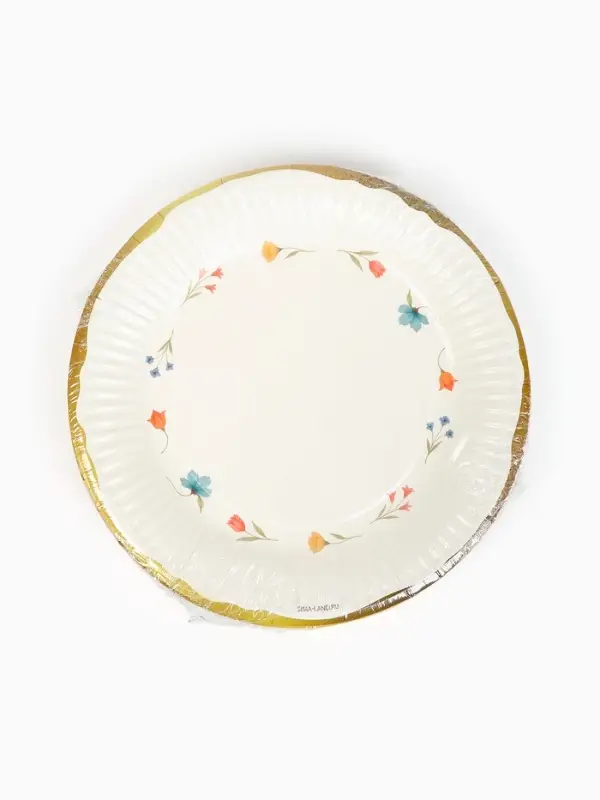 Тарелка одноразовая бумажная «Керамика с цветами», 18 см Тарелка одноразовая бумажная «Керамика с цветами», 18 см