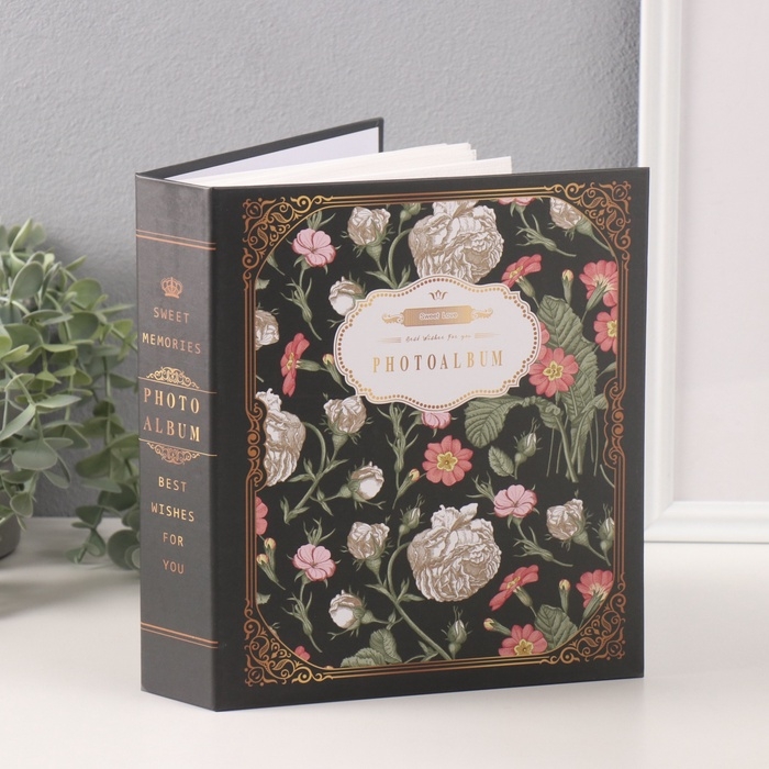 Фотоальбом на 80 фото 10х15 см Фотоальбом на 80 фото 10х15 см "Цветочный прованс" в коробке чёрный 5х19х23 см