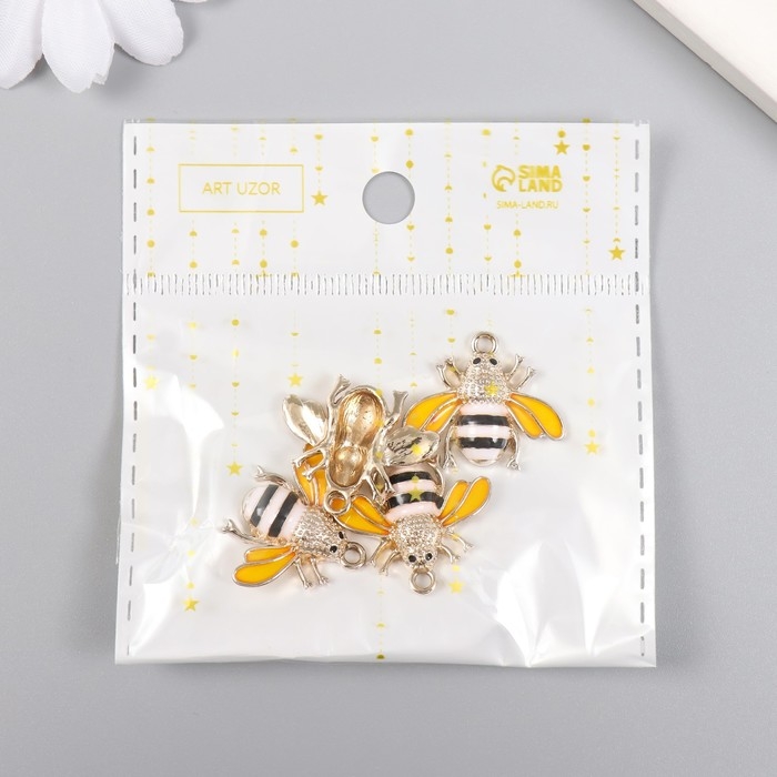Декор для творчества металл, эмаль Декор для творчества металл, эмаль "Белая пчела" 2,4х2,1 см