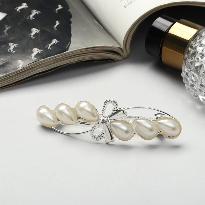 Заколка-автомат для волос Заколка-автомат для волос "Жемчужная ветвь" 8 см, белый