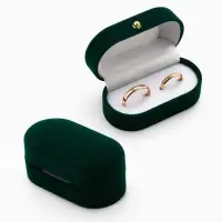 Футляр бархатный под серьги/ кольца/запонки, &laquo;Овал вытянутый&raquo; 7.5&times;4, цвет зелёный, вставка белая