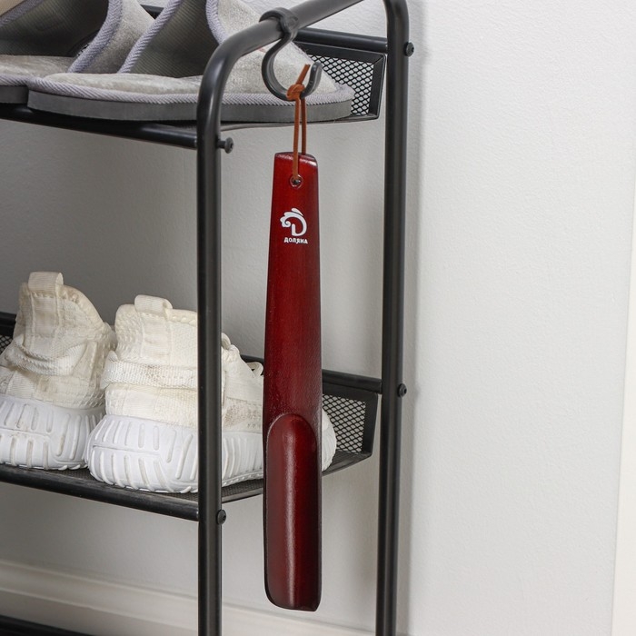 Ложка для обуви Доляна, с петелькой, деревянная, 30×4 см, коричневая Ложка для обуви Доляна, с петелькой, деревянная, 30×4 см, коричневая