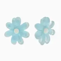Серьги пластик "Цветочек летний" с блёсткой, цвет голубой