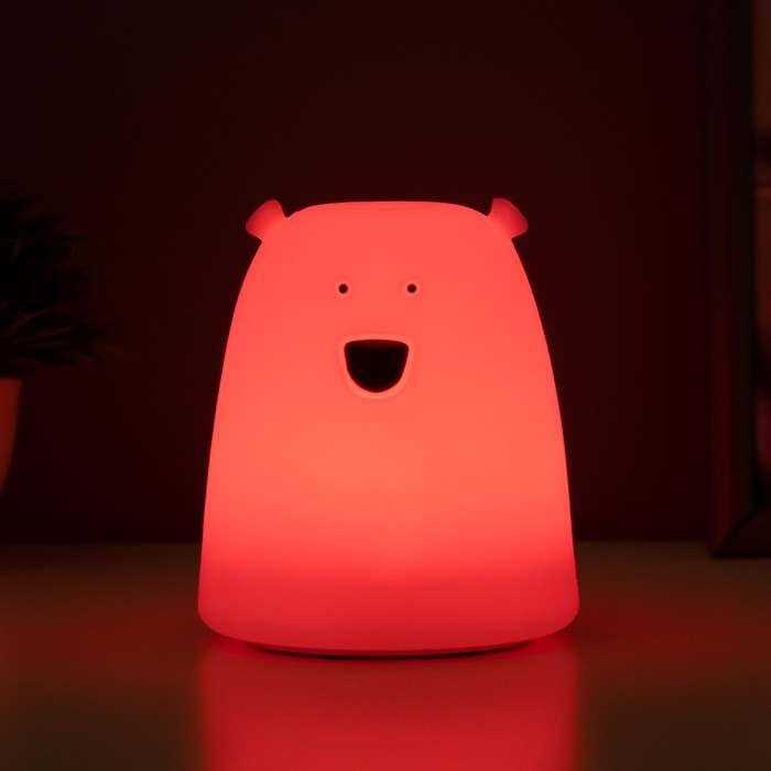 Ночник Ночник "Антистресс мякиш мишка" LED RGB от батареек 3ААА 9х9х10,5 см RISALUX