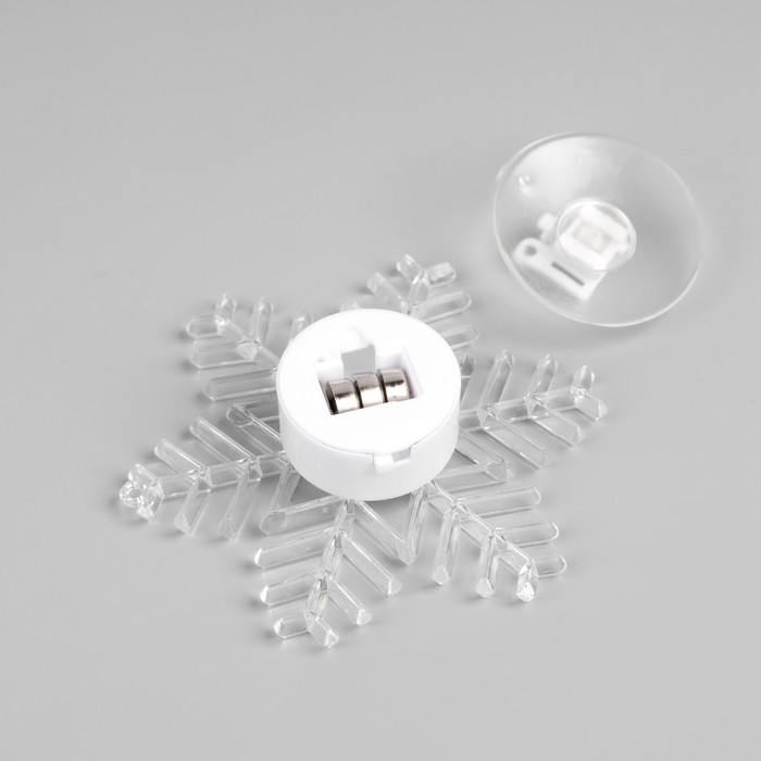 Светодиодная игрушка на липучке «Снежинка» 11 см, батарейки LR44х3 (в комплекте), свечение мульти Светодиодная игрушка на липучке «Снежинка» 11 см, батарейки LR44х3 (в комплекте), свечение мульти