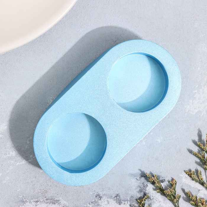 Подсвечник Подсвечник "Мрамор" из гипса для двух свечей овальный, 12х6х3см, голубой