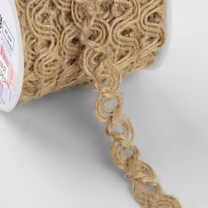 Тесьма декоративная холщовая «Коса», 10 мм, 10 ± 0,5 м, цвет бежевый Тесьма декоративная холщовая «Коса», 10 мм, 10 ± 0,5 м, цвет бежевый