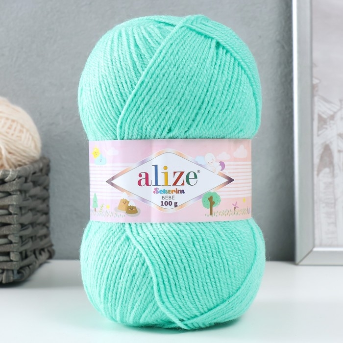 Пряжа "Sekerim Bebe" 100% акрил 320м/100гр (249 св.изумруд)