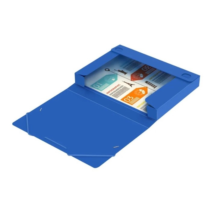 Папка-короб на резинке А4, 500мкм, Calligrata, корешок 25 мм, до 230 листов, тиснение  Папка-короб на резинке А4, 500мкм, Calligrata, корешок 25 мм, до 230 листов, тиснение "песок", синяя