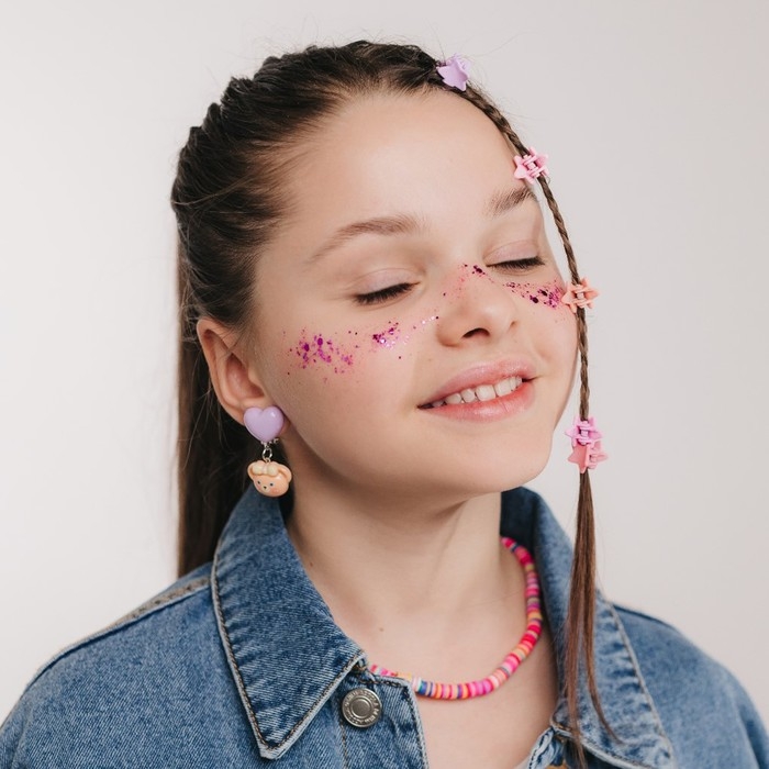 Комплект детский 2 предмета: клипсы, глиттер «Бабочки», цветной в золоте Комплект детский 2 предмета: клипсы, глиттер «Бабочки», цветной в золоте