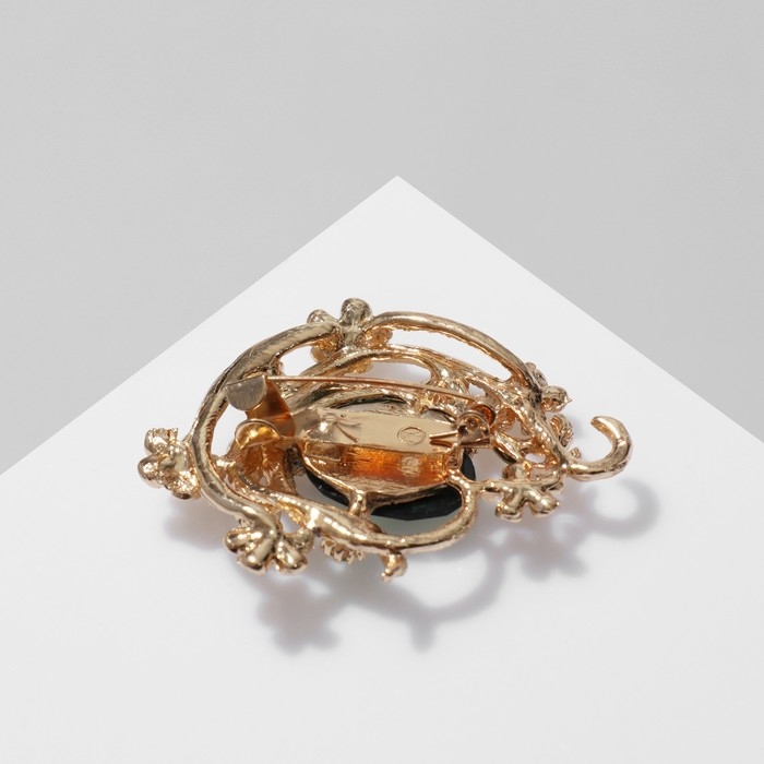 Брошь «Цветочная» арфа, цвет зелёный в золоте Брошь «Цветочная» арфа, цвет зелёный в золоте