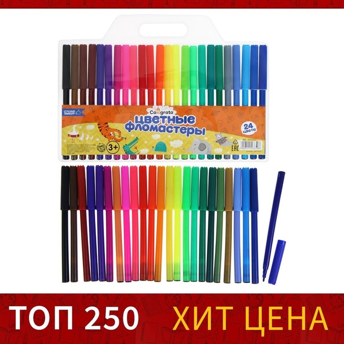 Фломастеры 24 цвета, вентилируемый колпачок, блистер Фломастеры 24 цвета, вентилируемый колпачок, блистер