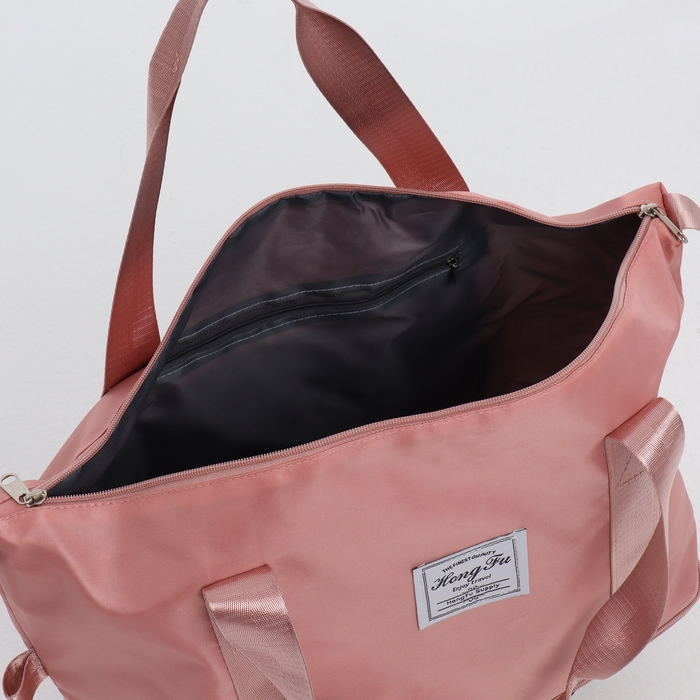 Сумка дорожная на колёсах, с увеличением, наружный карман, держатель для чемодана, цвет розовый Сумка дорожная на колёсах, с увеличением, наружный карман, держатель для чемодана, цвет розовый