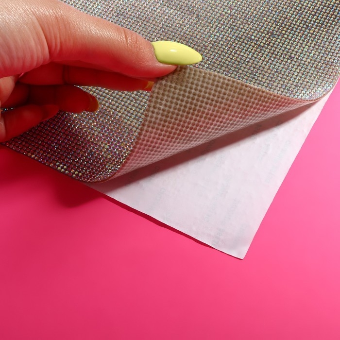 Стразы самоклеящиеся на листе, с голографией, d = 2 мм, 40 × 24 см, цвет серебряный