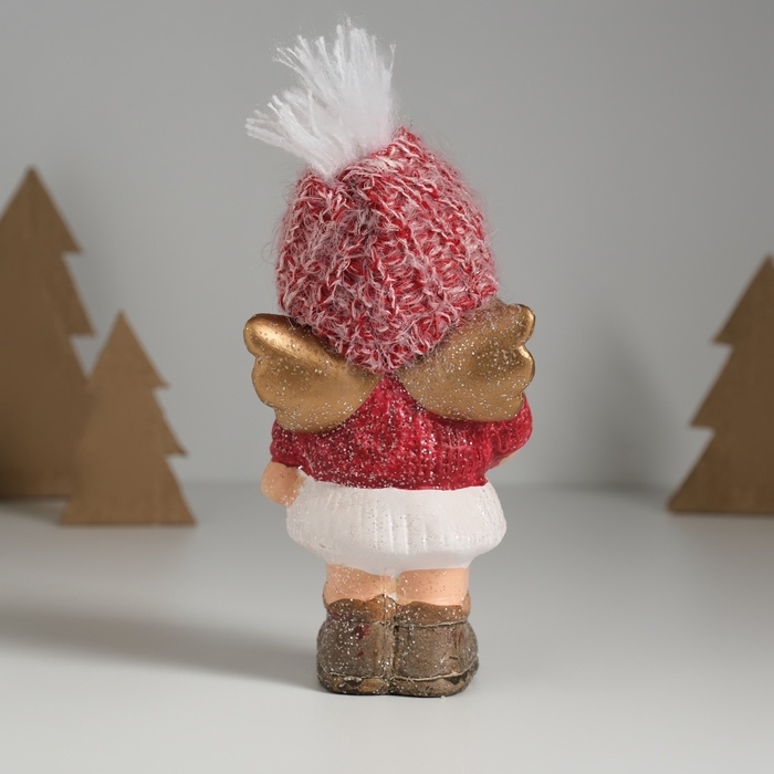 Сувенир керамика  Сувенир керамика "Девочка-ангел в красном наряде, со звёздочкой" 7,5х5,5х17,5 см