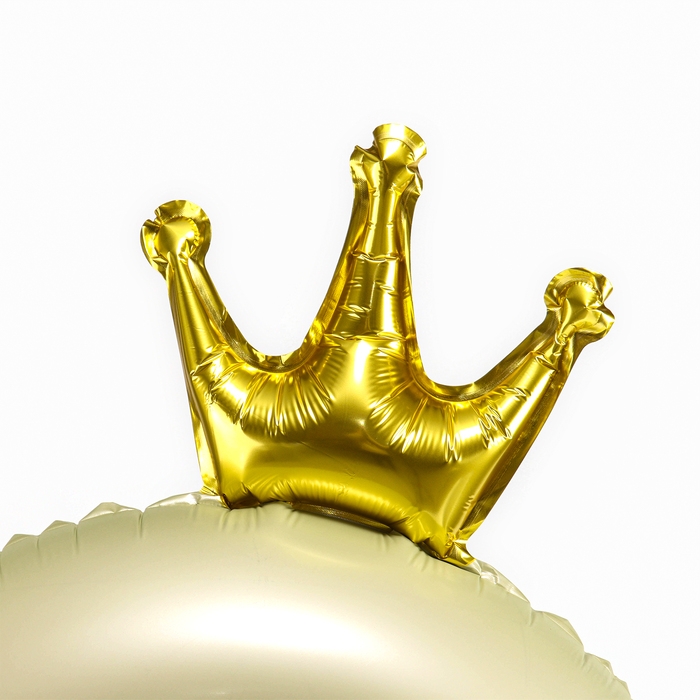 Шар фольгированный 42 Шар фольгированный 42" «Цифра 3 с короной» на подставке, цвет взбитые сливки