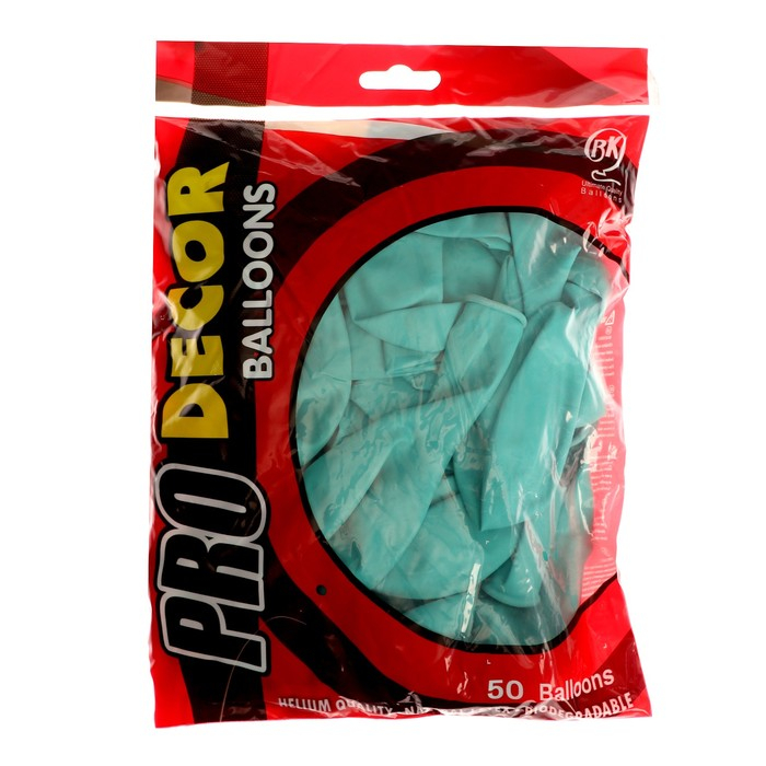 Шар латексный 12", пастель, цвет бирюзовый, набор 50 шт.