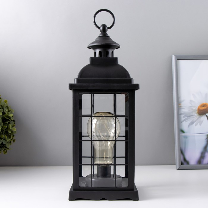 Ночник Ночник "Фонарь и светлячки" чёрная от батареек 3ААА 35х13,5х13,5см RISALUX