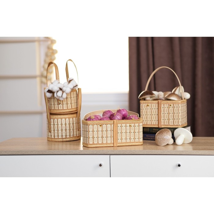 Корзина для хранения Доляна Nature, 14×14×13, бамбук Корзина для хранения Доляна Nature, 14×14×13, бамбук