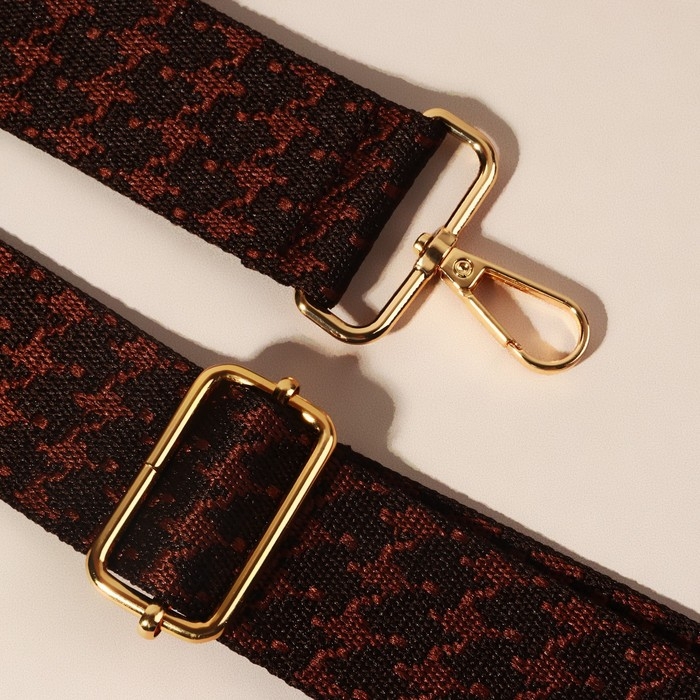 Ручка для сумки «Гусиная лапка», стропа, 135 ± 3 × 3,8 см, цвет коричневый/золотой Ручка для сумки «Гусиная лапка», стропа, 135 ± 3 × 3,8 см, цвет коричневый/золотой