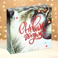 Новый год. Коробка под 4 конфеты, "Елочные игрушки", 12,6 х 12,6 х 3,8 , кондитерская упаковка