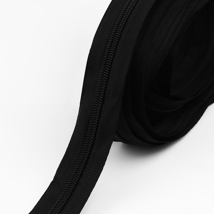 Набор: рулонная молния «Спираль» №5, 10 м, 20 бегунков, 40 верхних ограничителей, 20 нижних ограничителей, цвет чёрный Набор: рулонная молния «Спираль» №5, 10 м, 20 бегунков, 40 верхних ограничителей, 20 нижних ограничителей, цвет чёрный