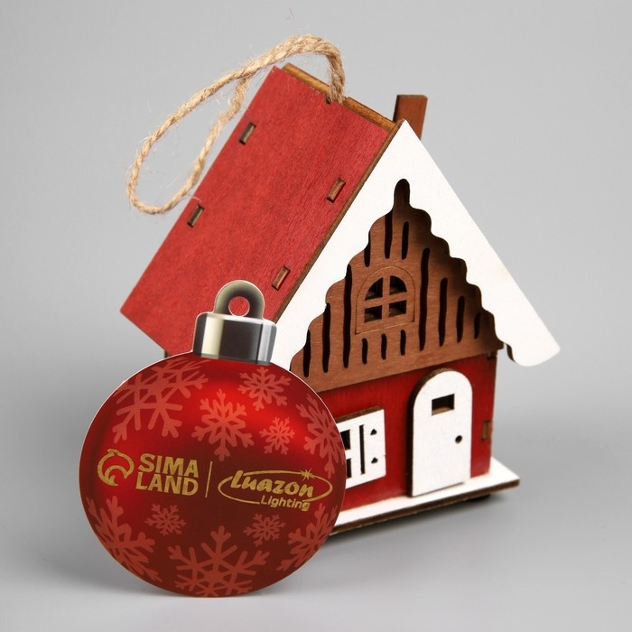 Подвеска световая Подвеска световая "Красный домик", 9.5х5.5х10 см, 1 LED, AG10x3 (в компл.), свечение тёплое белое
